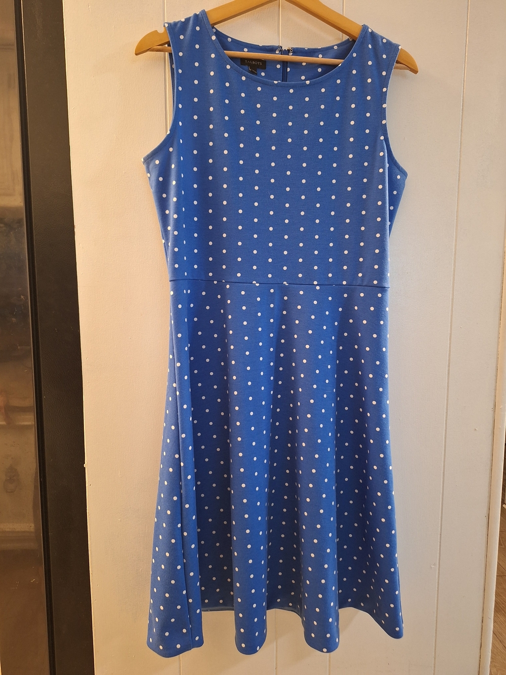 Talbots Blue Polka Dot Sleeveless Midi Dress